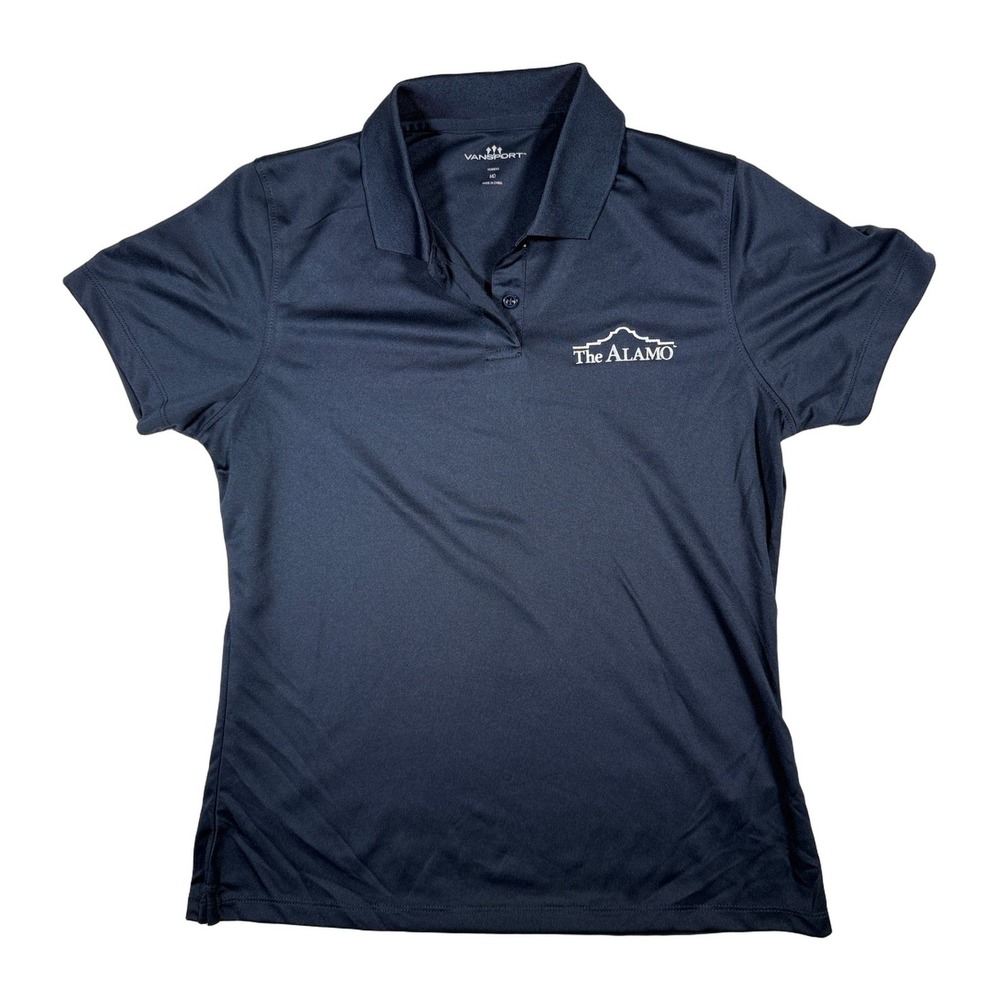 Vansport Womens Medium The Alamo Short Sleeve Polo Shirt Navy Blue